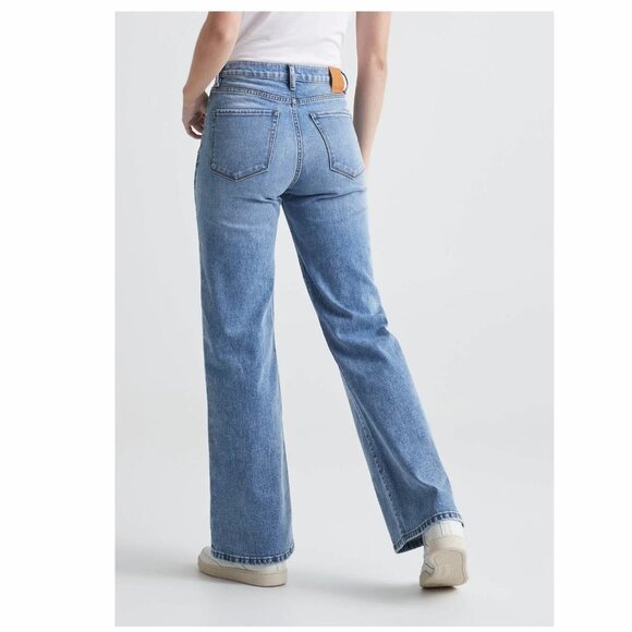 DU/ER Women's Jeans Midweight Denim Wide Leg High Rise Button Fly - Picture 3 of 9